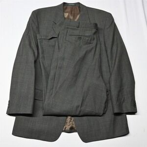 Bachrach 46 Tall 36x32 Green Barleycorn 100% Wool Mens‎ Jacket Pants Suit